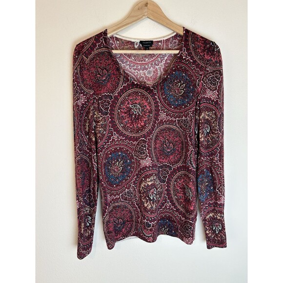 Talbots M 100% Pure Merino Wool Sweater Paisley Floral Victorian Pullover - Picture 1 of 5